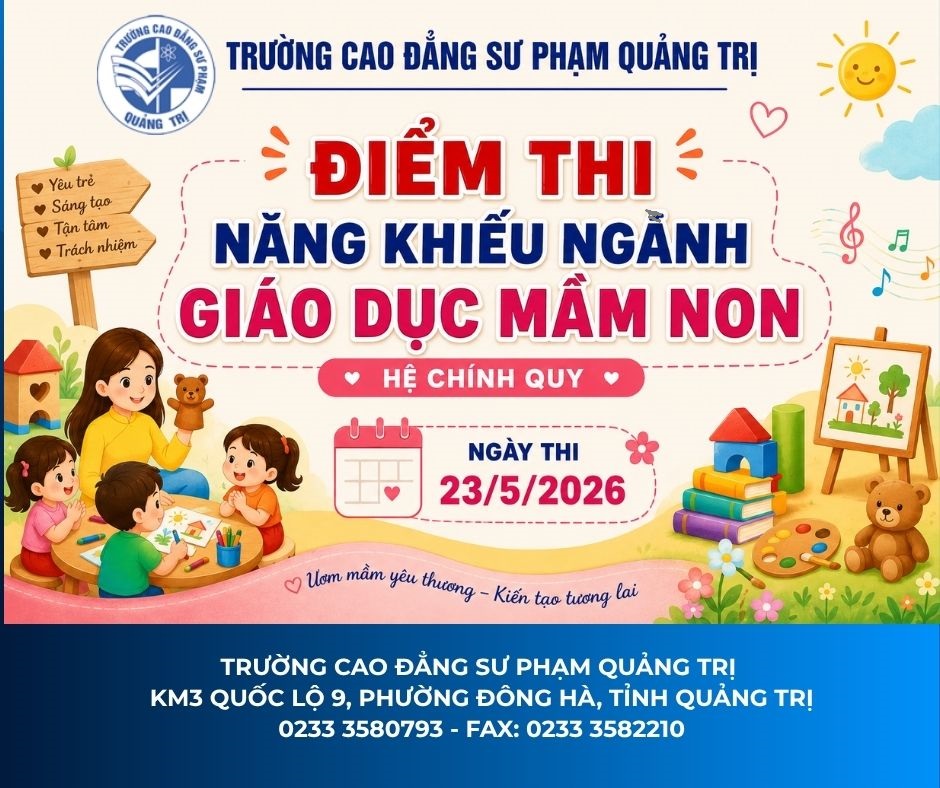 ĐIỂM THI NĂNG KHIẾU NGÀNH GIÁO DỤC MẦM NON, HỆ CHÍNH QUY, NGÀY THI 23/5/2026